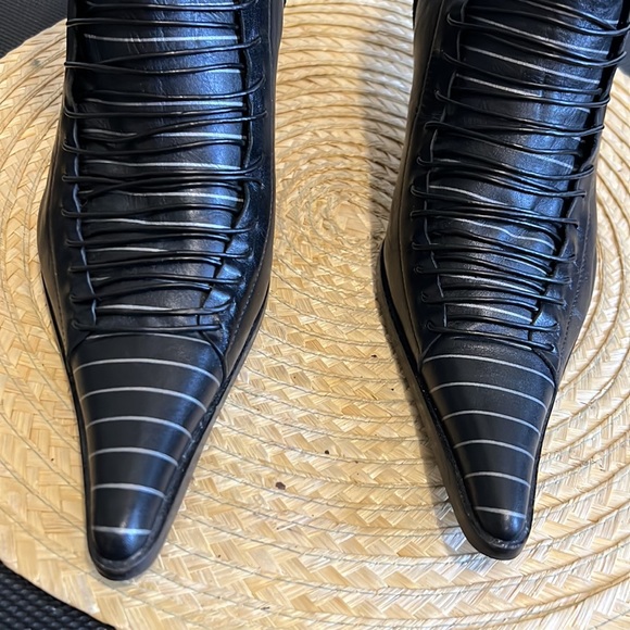 Davos Gomma Leather Pointy Unique Ankle Boot Size 37 - Picture 7 of 10